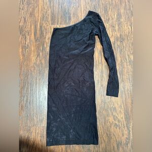 bebe Black One Shoulder Dress